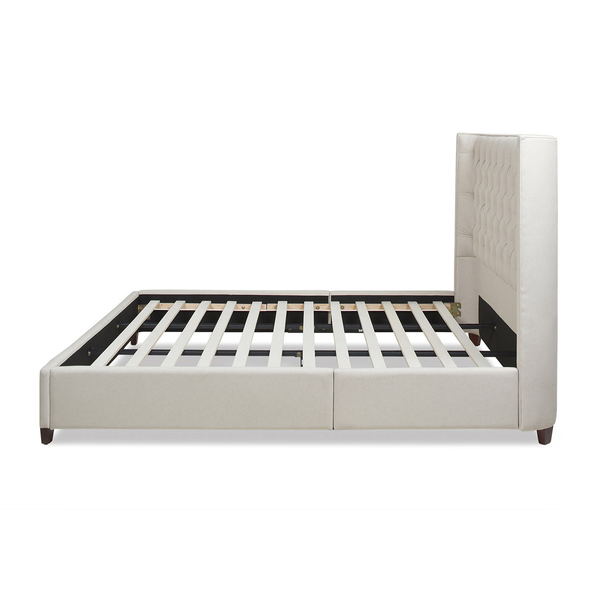 Manhattan Shelter King Platform Bed Frame, Light Beige Linen