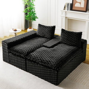 Modular Sofa, Convertible Twin Seat With Chaise Lounge