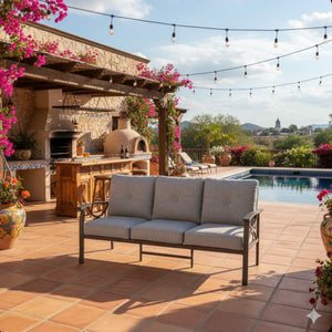 All-Weather 3 Seat Patio Sofa With Cushions