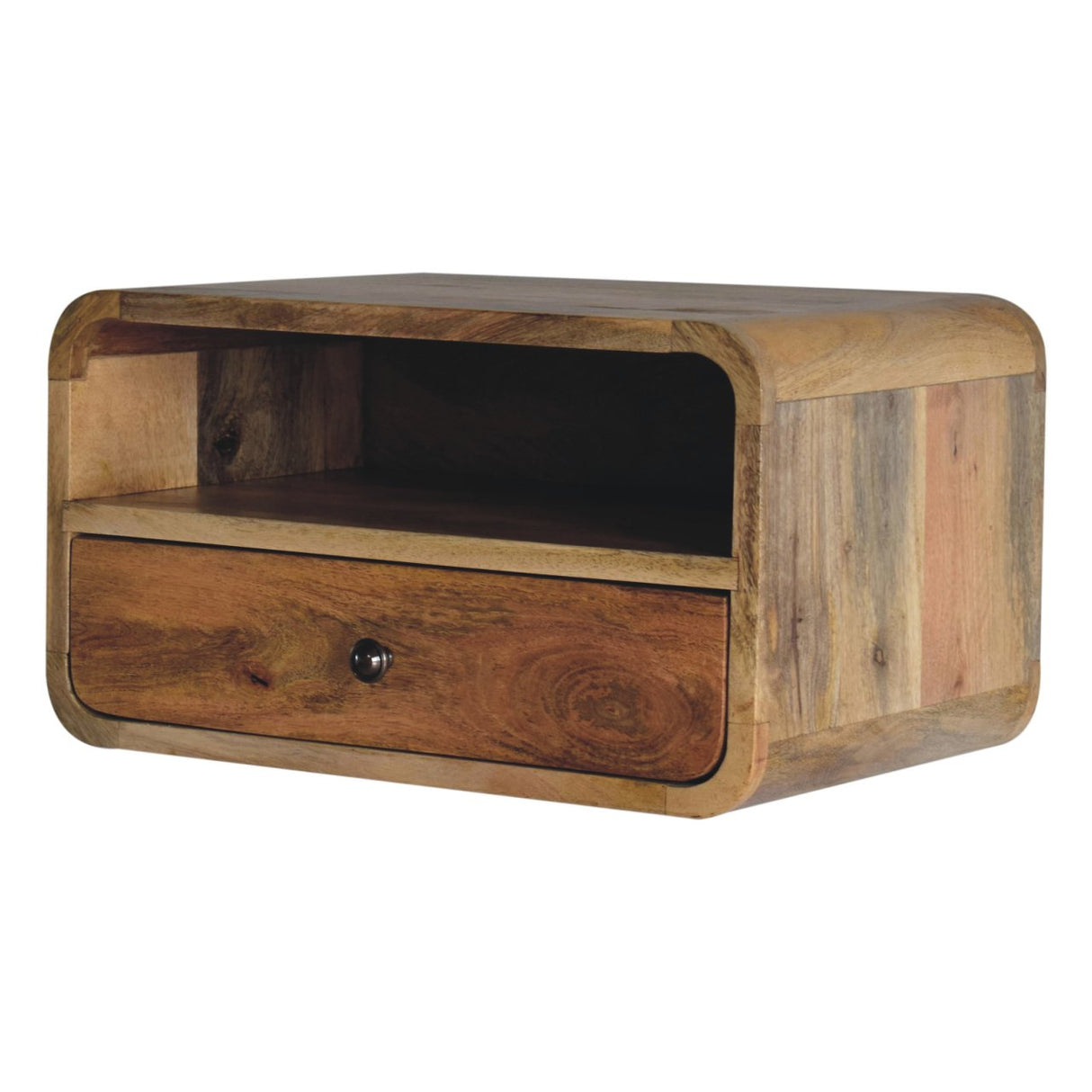 Large Floating Bedside, 1 Drawer, 1 Open Slot, Oak-ish
