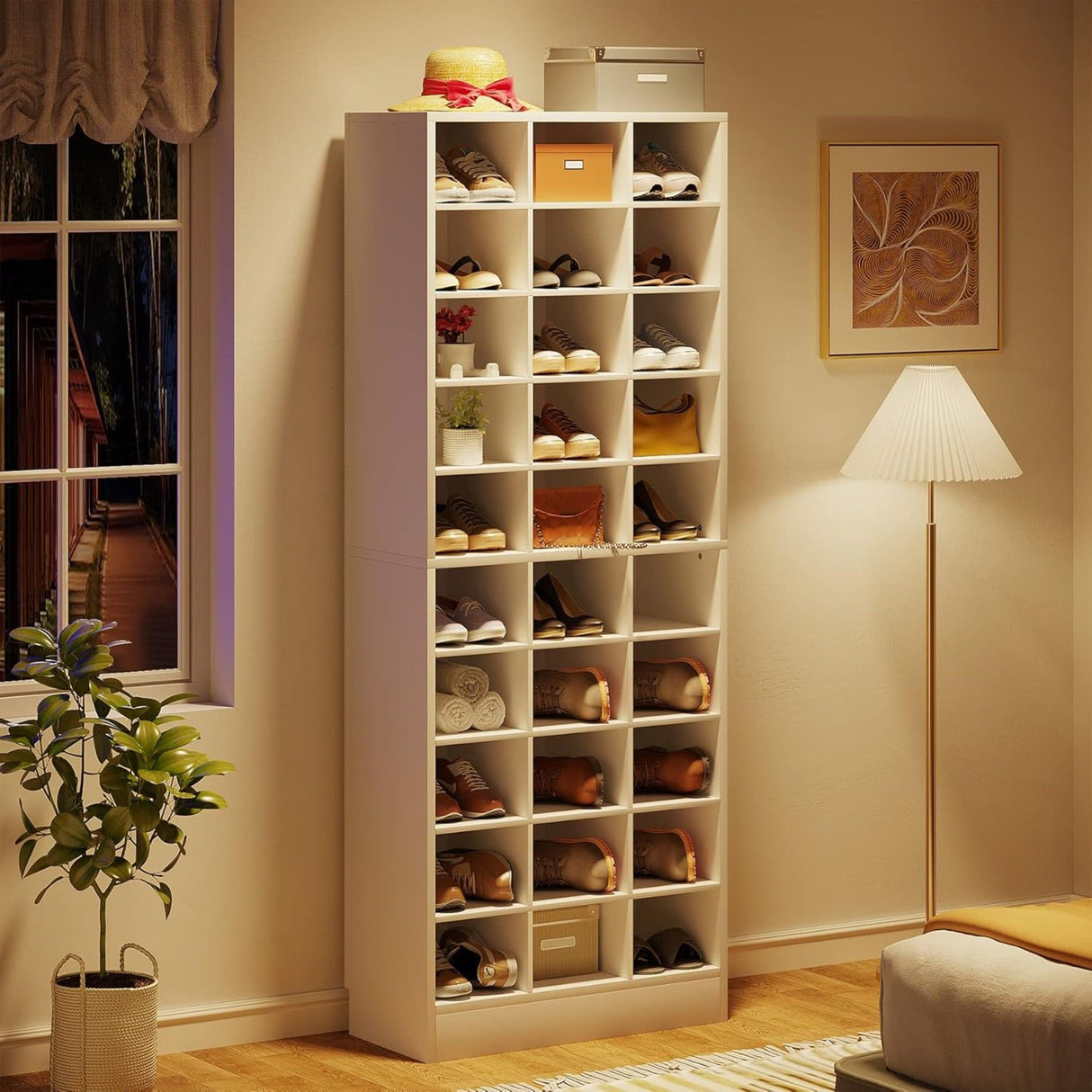 10 Tier Shoe Storage Cabinet With 30 Cubbies