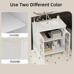 Vintage Farmhouse Bathroom Vanity With Ceramic Sink