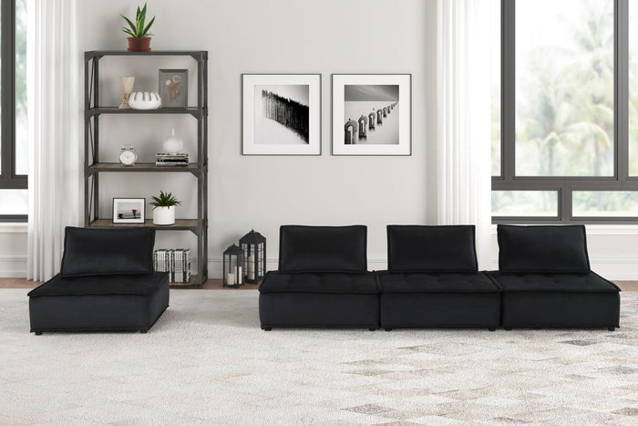 Anna Modular Sectional Sofa with Cushion Back Support - Black or Gray