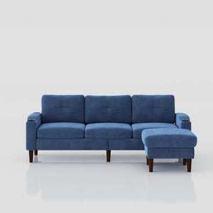 3 Seater Convertible Combination L Shaped Sofa With Footstools With Storage