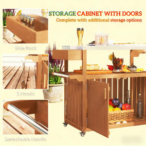 Easy to Move Outdoor Table Top Bar Cart with Storage and Wheels