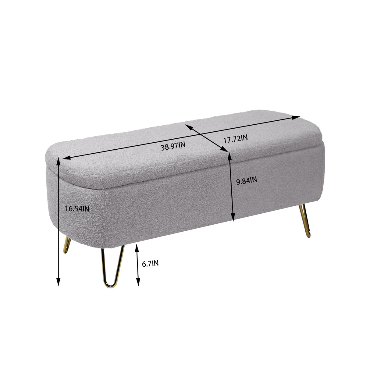 Storage Ottoman Bench For End Of Bed Legs, Modern Camel Faux Fur Entryway Bench Upholstered Padded With Storage For Living Room Bedroom