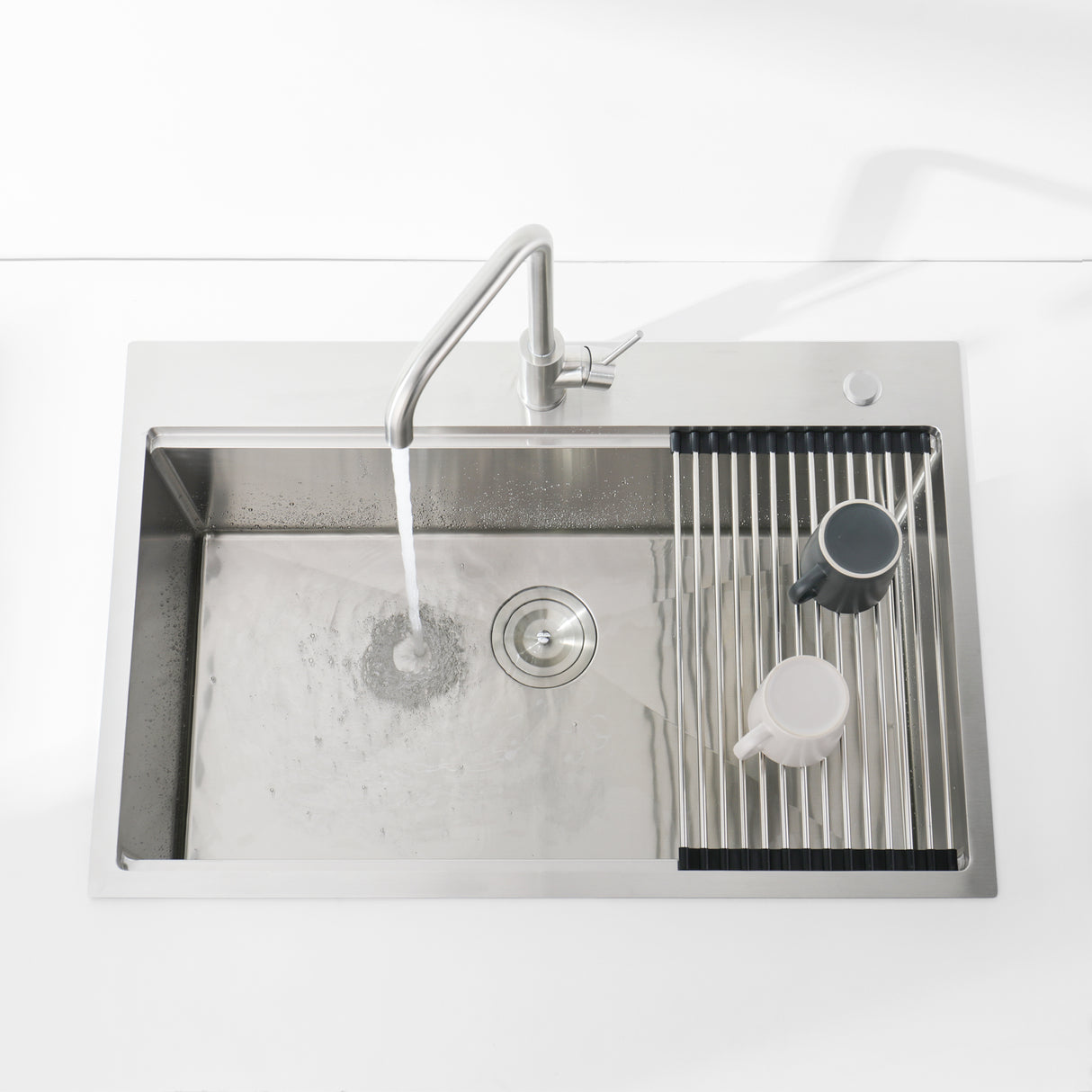 Stainless Steel Kitchen Sink, 36"x22" Single Bowl, Overmount, Brushed