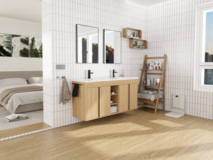60" Freestanding Bathroom Vanity With Resin Double Sink