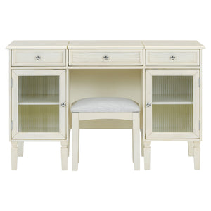 Multi Functional 2 In 1 Vanity Desk With Flip Top Mirror Material - White Oak