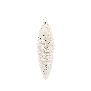 White Frosted Pinecone Drop Ornament (Set of 12)