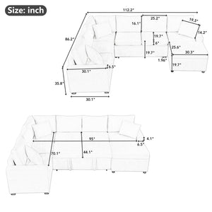 Sectional Sofa Pull-Out Sofa Bed Sleeper With A Storage Ottoman, Three Pillows And Charging Devices For Living Room