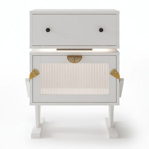 Robot LED Nightstand With 360° Rotating Drawer