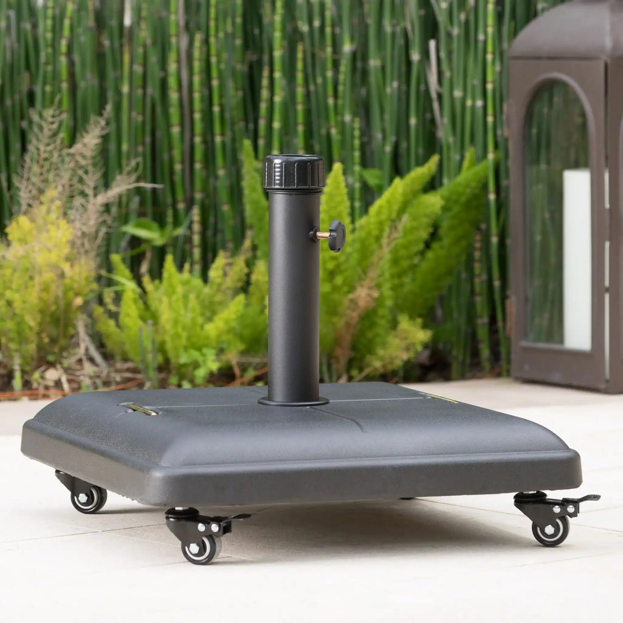 Wheelie - Stylish Square Umbrella Base With Stainless Steel Pole Handle - Best Buy Furniture