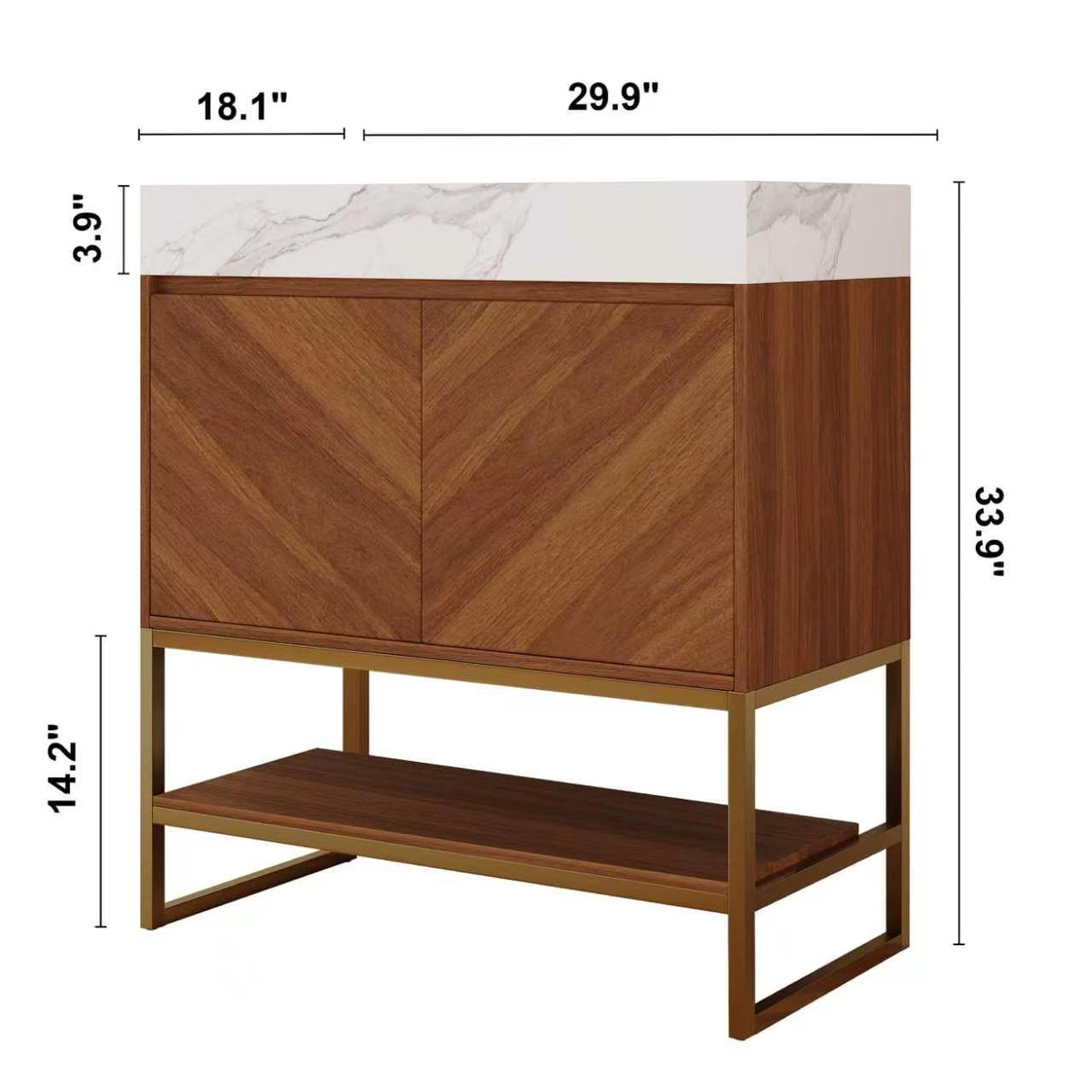 29.9" Modern Free-standing Bathroom Vanity with Ceramic Sink