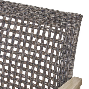 Hampton - Outdoor Wood And Wicker Loveseat - Gray