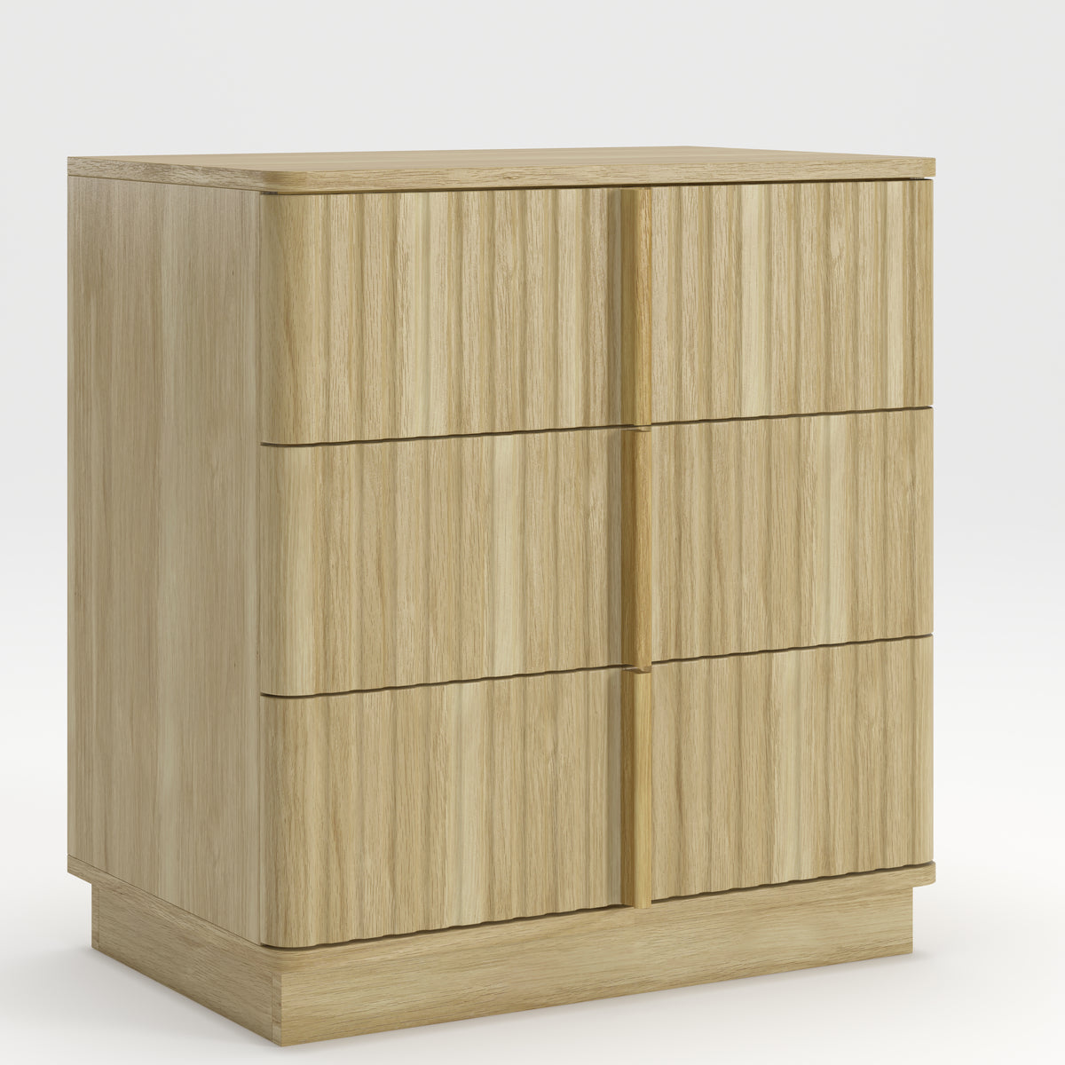 Vertical Stripe 3-Drawer Nightstand, Natural MDF, 25.39-Inch