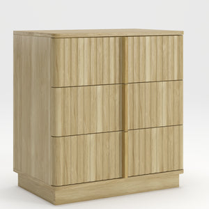 Vertical Stripe 3-Drawer Nightstand, Natural MDF, 25.39-Inch