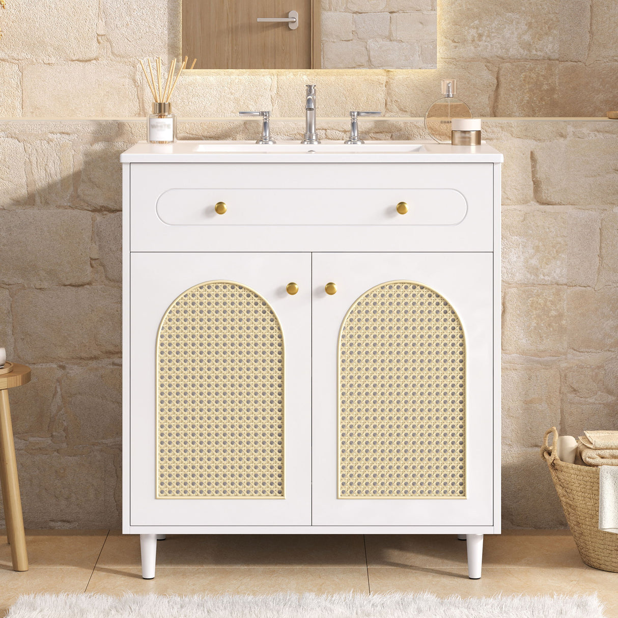 Modern Bathroom Vanity With Sink, Cabinet With Adjustable Shelf
