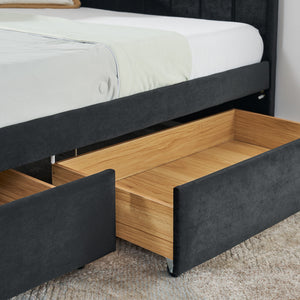 Upholstered Tufted Daybed Frame With Storage Drawers