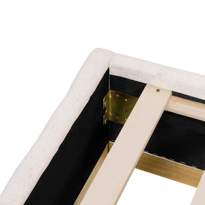 Queen Size Bed Frame With Linen Upholstery