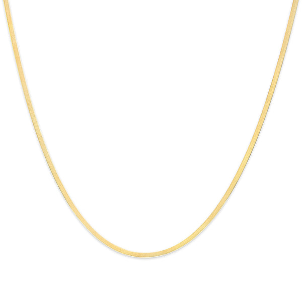 Unisex Solid 14K Yellow Gold 2.8mm Imperial Herringbone Chain Necklace - 18" Inches