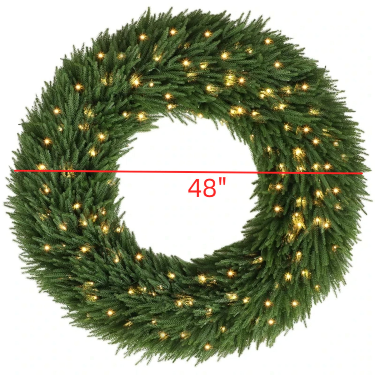 48 In Artificial Norfolk Pine Christmas Wreath, Pre-Lit