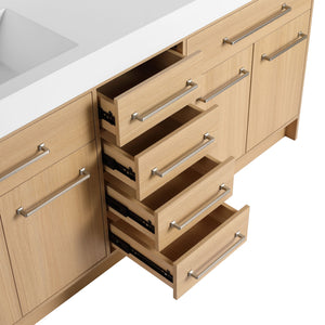 Freestanding Bathroom Vanity With Resin Sink, Soft-Closing Doors And Drawers