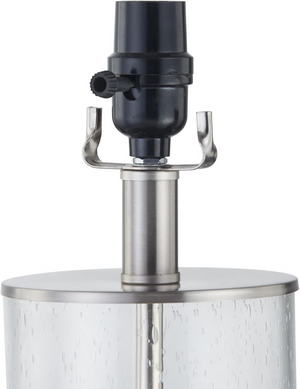 Modern Glass Table Lamps Set of 2, 23.25-Inch Nickel with Clear Bubble Glass, 3-Way Dimmable