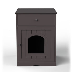 Pet House Cat Litter Box Enclosure With Drawer, Side Table