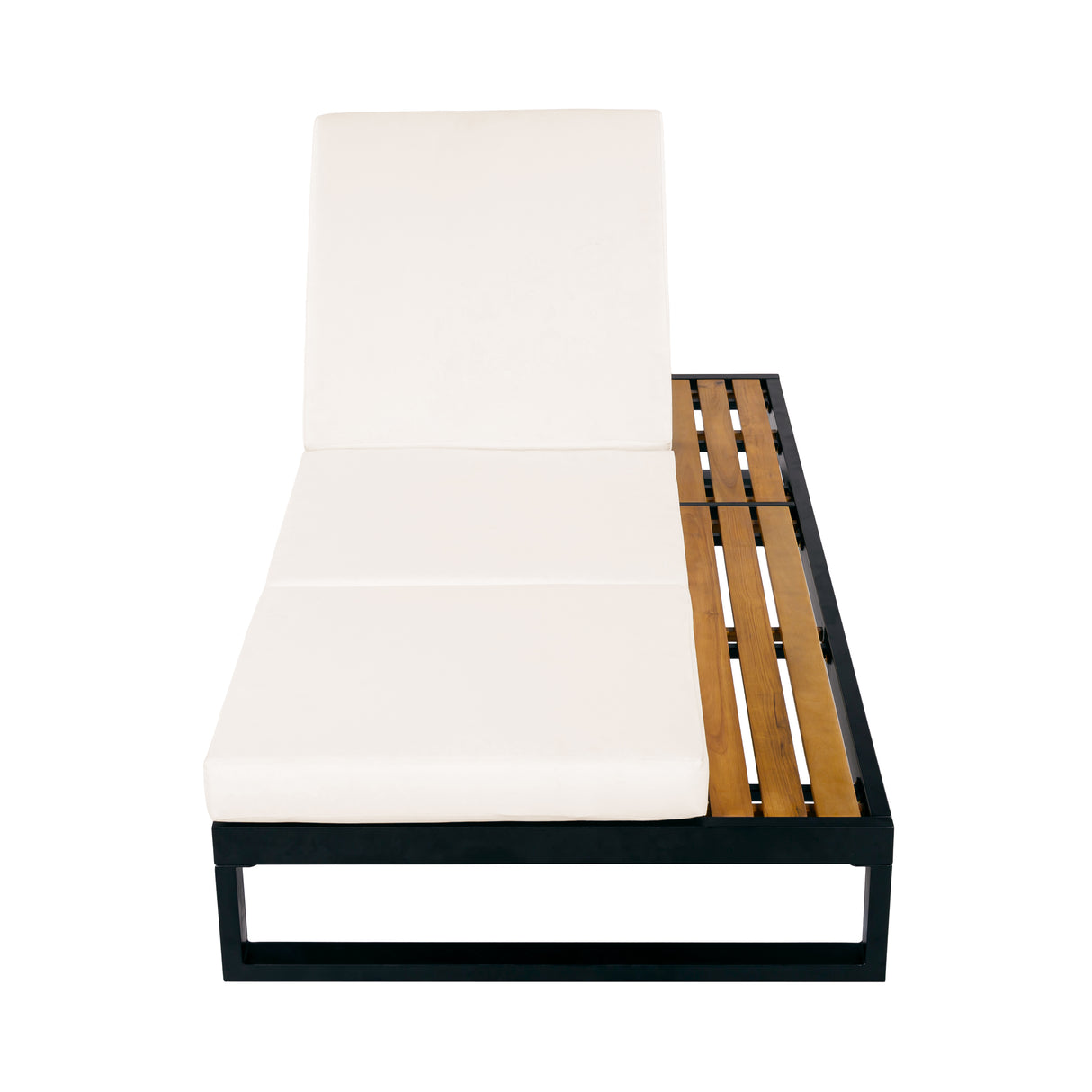 Black Iron & Teak Finish Chaise Lounge Set