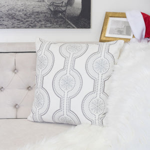 White Holiday Embroidered Velvet Throw Pillow with Insert 20x20 Set of 2