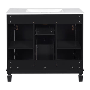 Bathroom Vanity With Top Sink, Basin On Cabinet With 2 Soft Closing Doors And 2 Drawers
