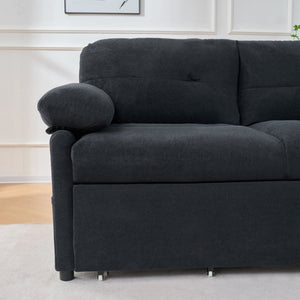 Convertible Pull Out Sofa Bed Queen Size, 3 In 1 With Side Storage