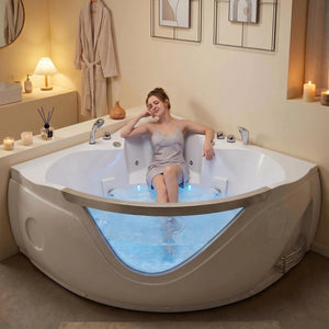 59" Light Luxury Double Corner Whirlpool Bathtub