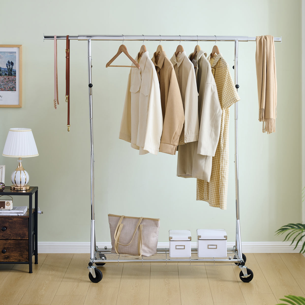 Heavy Duty Rolling Clothes Rack