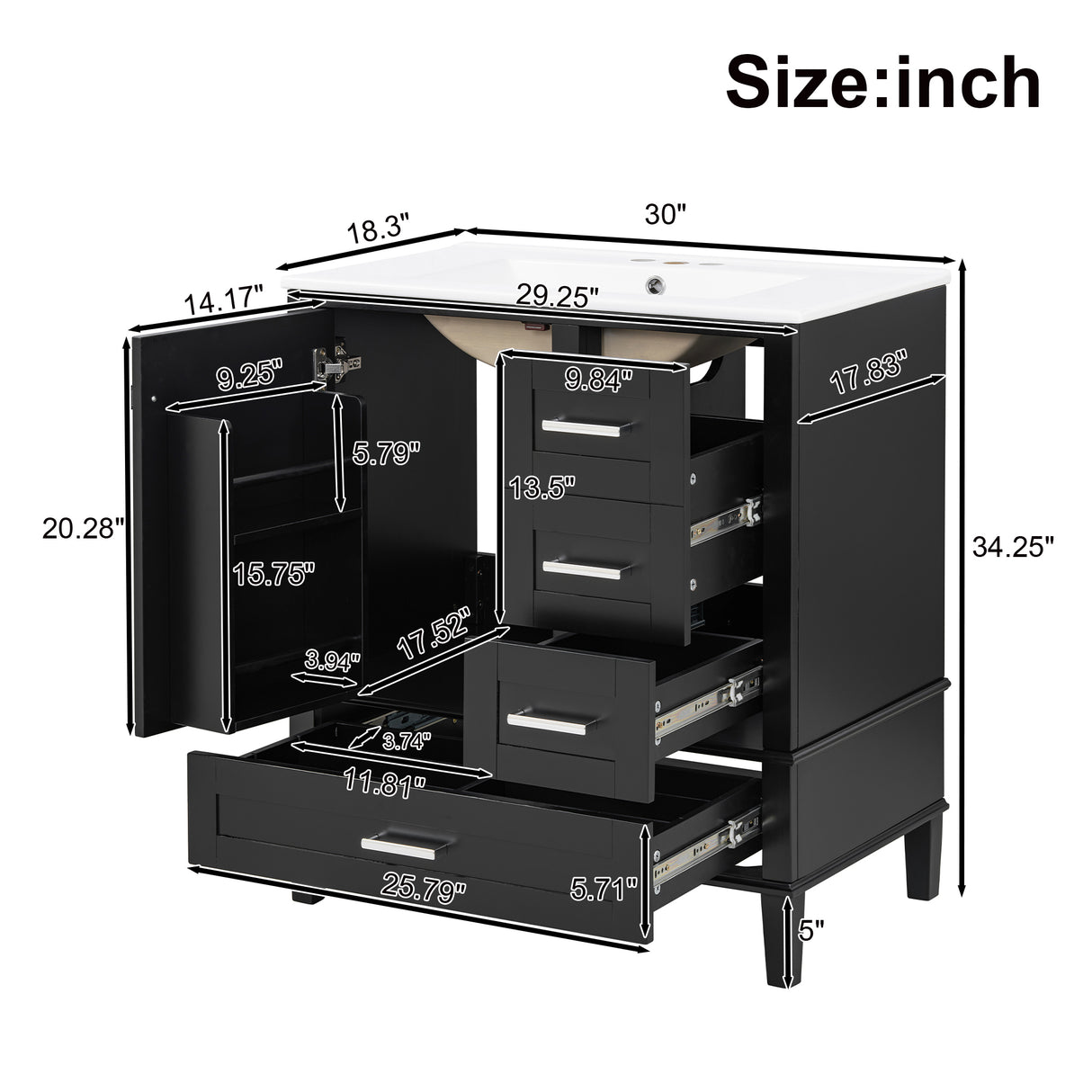 30" Bathroom Vanity with Sink Combo Set