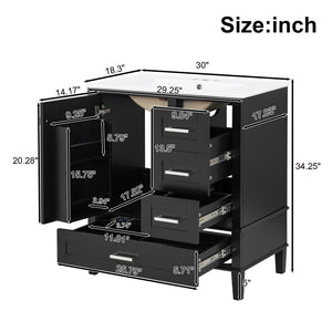 30" Bathroom Vanity with Sink Combo Set