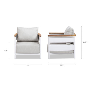 Rhodes 29" Upholstered Teak & Aluminum Patio Arm Chair Birch