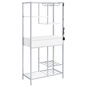 Draper - 5 Shelf LED Wine Cabinet With Pull Out Drawer - Gloss White
