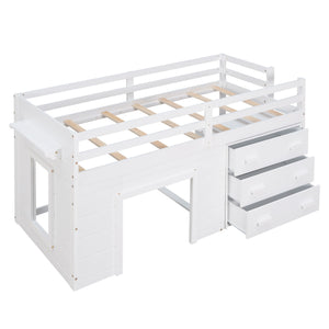 Loft Bed With Cabinet And Shelf