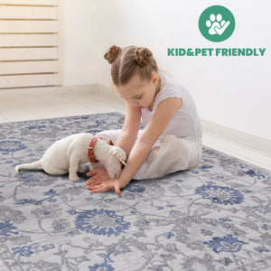 Marfi - 8' X 10' Oriental Area Rug - Blue / Silver