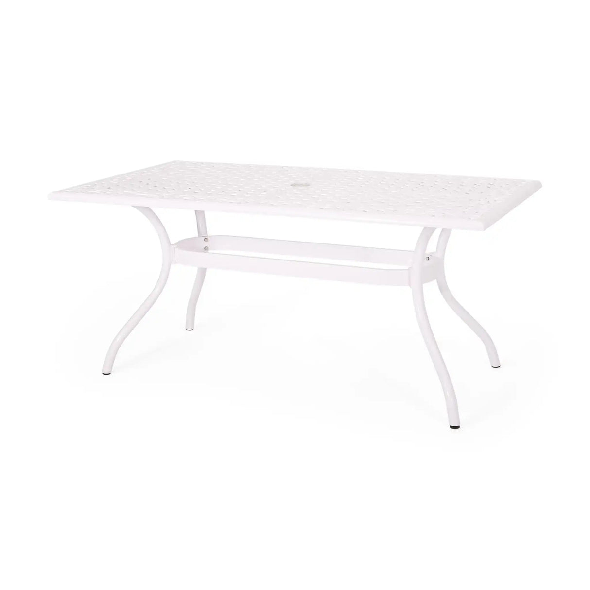 Celestine - Outdoor Cast Aluminum Dining Table With Floral Lattice Design And Umbrella Holder - Best Buy Furniture