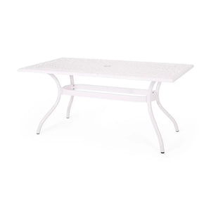 Celestine - Outdoor Cast Aluminum Dining Table With Floral Lattice Design And Umbrella Holder - Best Buy Furniture