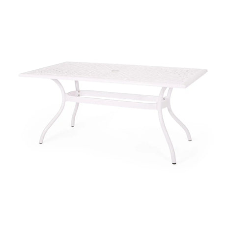 Celestine - Outdoor Cast Aluminum Dining Table With Floral Lattice Design And Umbrella Holder - Best Buy Furniture