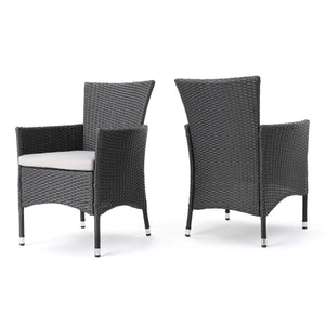 Dimensional Outdoor Dining Chair With Cushion Seat And Iron Frame (Set of 2) - Best Buy Furniture