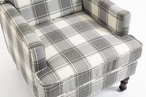 Upholstered Accent Chair, Vintage Armchair with Solid Wood Legs
