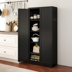 Kitchen Pantry Cabinet With 4 Adjustable Shelves, Heavy Duty Freestanding Organizer