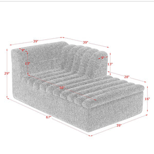 Upholstered L-Shaped Modular Sectional Sofa With Chaise, Wave-Shaped Armrest