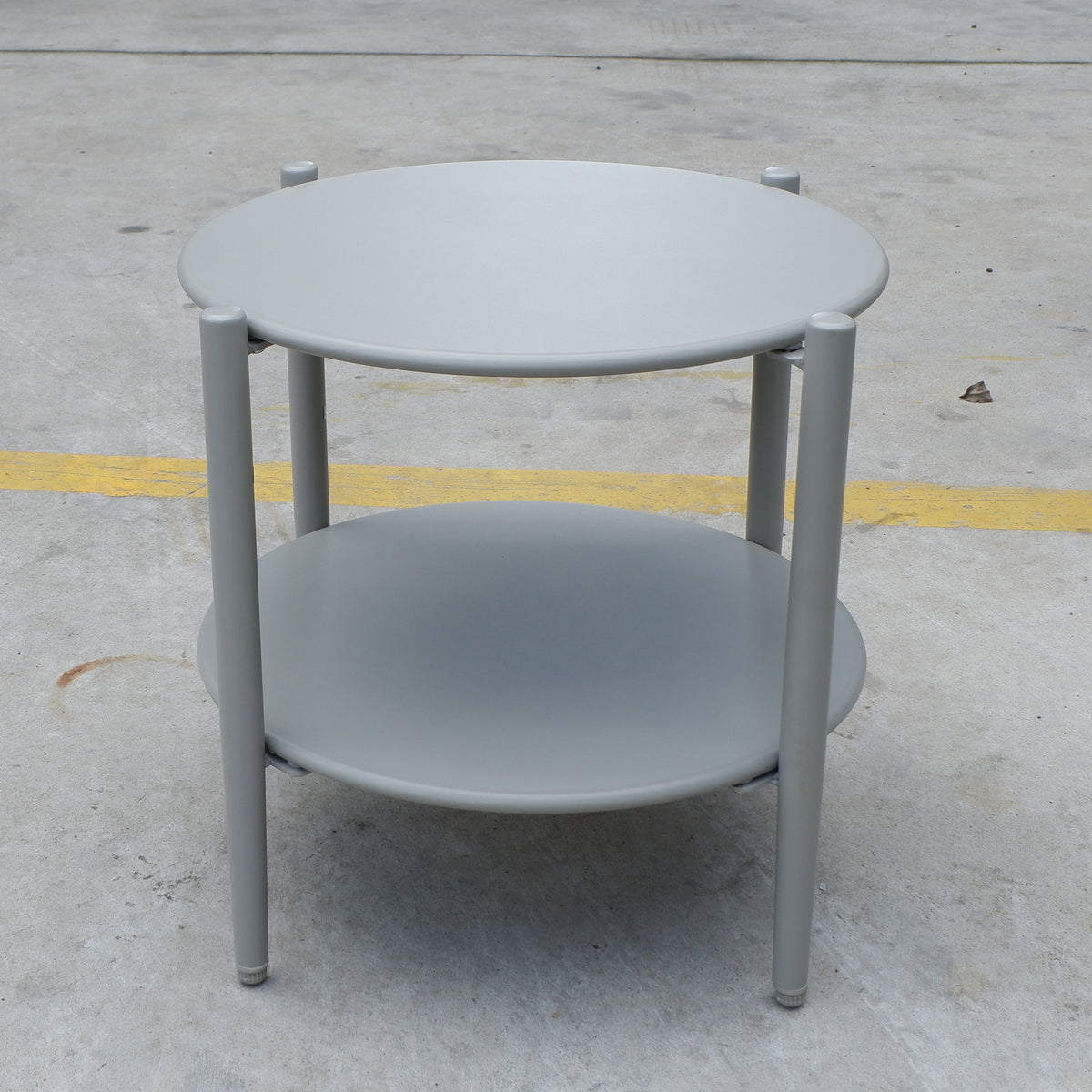 Metal Round Side Table - 2-Tier Outdoor End Table
