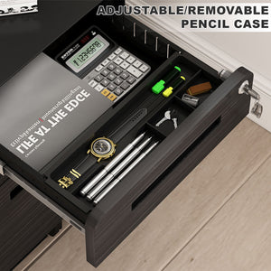 3 Drawer Mobile File Cabinet Under Desk Office, Simple Style Versatile Storage Cabinet For Legal / Letter / A4 Files, 5 Wheel Design Anti-Tilting Cold Rolled Steel Waterproof Moisture-Proof